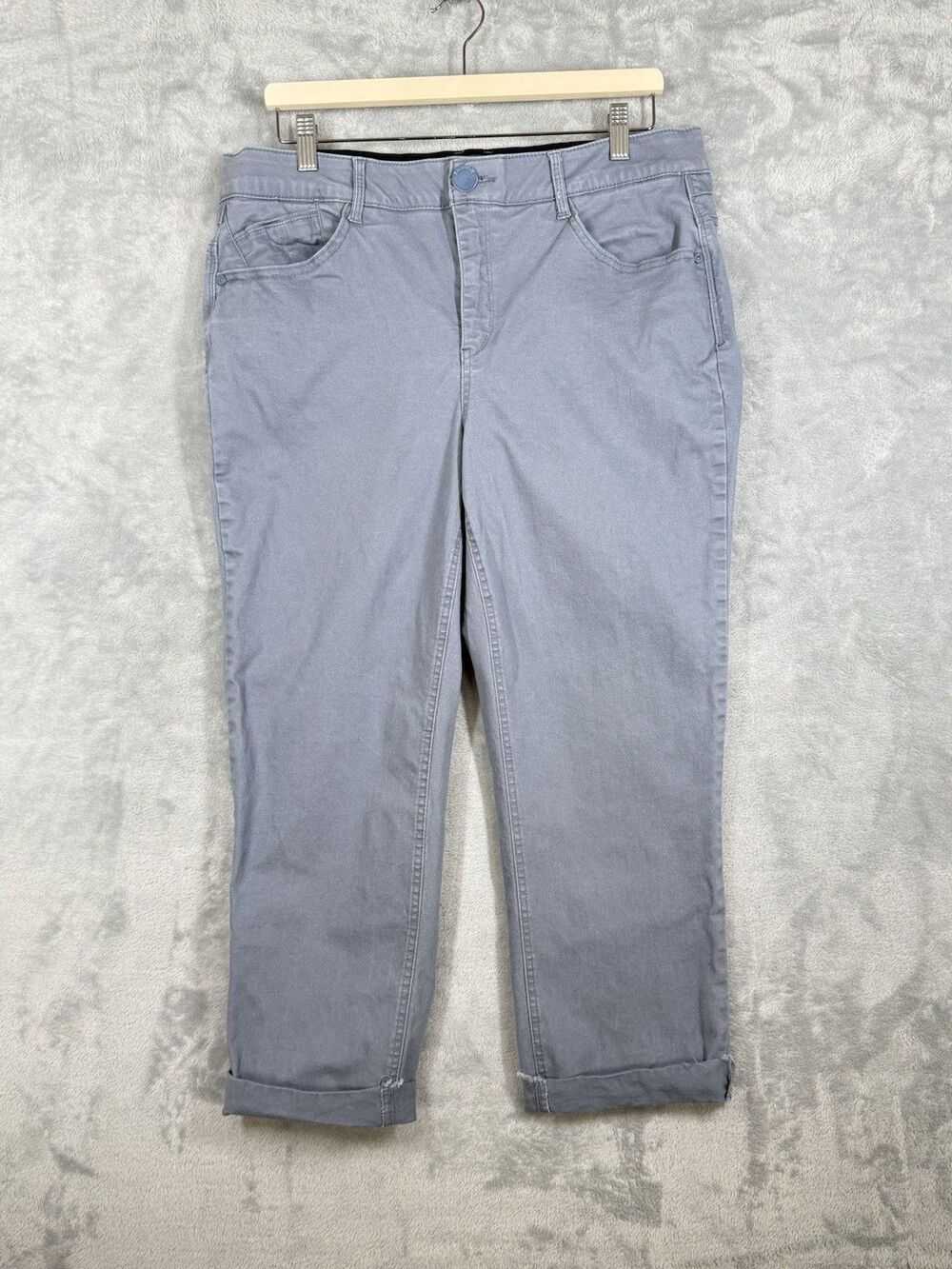 Democracy Absolution Scallop Edge Straight Pants Womens 16W Blue Gray High Rise